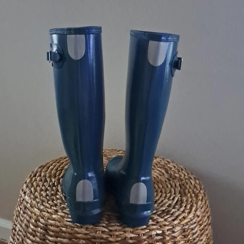 Hunter Youth Original Tall Wellington Rain Pull-On Boots Gloss‎ Teal B4/G5